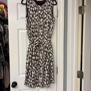 Banana Republic Dress Women 12 Burgundy Pink Pleated Shirt Belted Feminine